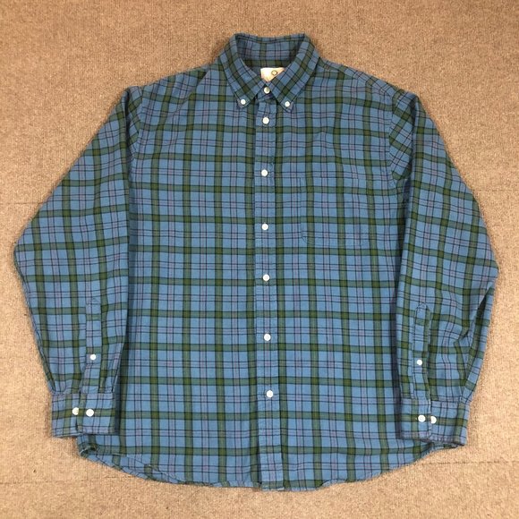 Viyella Button Down Long Sleeve Shirt Men's Size Large 16-16 1/2 Blue/Green - Picture 1 of 4